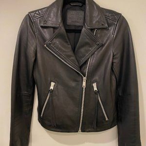 All Saints Dalby Leather Biker Jacket Black - US 2/EU 34/UK 6